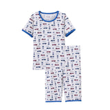 2018 Summer Children Clothing Car Design Short Sleeve Cotton Top + Middle Pants 2pcs Baby Girl Clothing Set Toddler Boy Pajamas