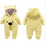 2018 Toddler Cute Cartoon Bear Flannel Newborn Baby Clothes Hood Romper Cotton Boy Girl Animal Rompers Infant Jumpsuit Overalls