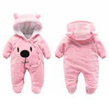 2018 Toddler Cute Cartoon Bear Flannel Newborn Baby Clothes Hood Romper Cotton Boy Girl Animal Rompers Infant Jumpsuit Overalls