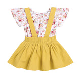 2018 Toddler Kids Baby Girls Floral Romper +Suspender Skirt Overalls 2PCS Outfits Baby Clothing
