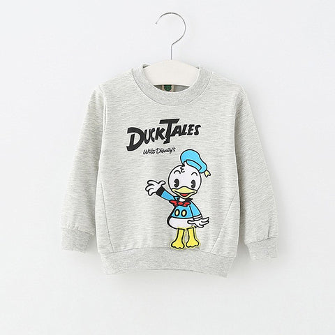 2018 latest summer autumn baby cartoon print Donald Duck shirt, cotton long-sleeved fashion cartoon sweater 0-2 years