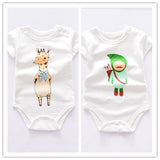 2018   Baby Bodysuits Short Sleeve boy's sets Overall cotton infant Baby girls Jumpsuit Newborn Clothes 2pc/lot mix design