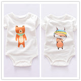 2018   Baby Bodysuits Short Sleeve boy's sets Overall cotton infant Baby girls Jumpsuit Newborn Clothes 2pc/lot mix design