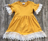 2018   girl kids clothing cotton 5 colors dress lace ruffle Summer baby kids wear girls clothes maxi dress solid short sleeve
