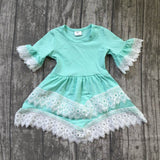 2018   girl kids clothing cotton 5 colors dress lace ruffle Summer baby kids wear girls clothes maxi dress solid short sleeve