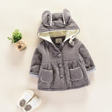 2018   winter cotton clothing rabbit ears children thick warm wool coat for girls jacket kids hooded mantle baby girl clothes