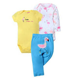 2018 Flamingo summer baby girl clothes cotton 3pcs  born baby pajamas cartoon PP pants infant clothing body ropa