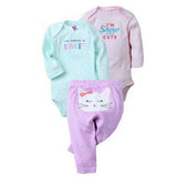 2018 Flamingo summer baby girl clothes cotton 3pcs  born baby pajamas cartoon PP pants infant clothing body ropa
