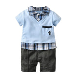 2018 summer baby boy clothes short-sleeved baby romper fresh gentleman clothes overalls  born clothes infant toddler outfitsP5