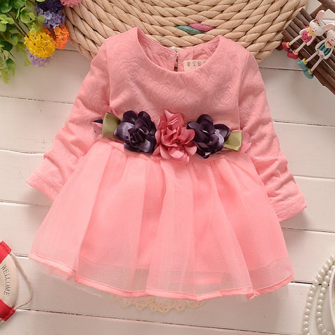 2018 winter  born fancy infant baby dresses girl frocks designs party wedding with long sleeves jacadi 1 year birthday dresses