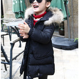 Children Winter Jackets Coats Girl Fur Collar Hooded Outwear Baby Girls Winter Coat Cotton-Padded Parkas For Kids JW0428A