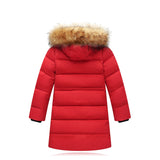children duck down jacket natural fur collar long thick winter jacket girls child coat outwear warm for cold winter