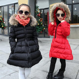 Girls Winter Jackets And Coats Long Slim Children Outwear Warm Thick Spring Girl Kids Fur Hooded Cotton Padded Parkas Coat