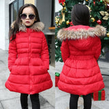 Girls Winter Jackets And Coats Long Slim Children Outwear Warm Thick Spring Girl Kids Fur Hooded Cotton Padded Parkas Coat