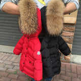 Winter Kids Short Design Thickening White duck down Coat Baby Big Leather fur collar Clothing Toddler Boys Warm Down Jacket