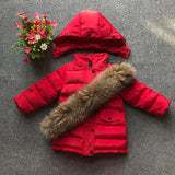 Winter Kids Short Design Thickening White duck down Coat Baby Big Leather fur collar Clothing Toddler Boys Warm Down Jacket