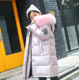 Winter Warm Boys White Duck Down Jacket Casual Big Fur Collar Thicken Hooded Jackets and Coats Girls Warm Coat