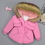 Autumn Winter Fur Collar Children Down Jackets For Girls Warm Kids Down Coats For Girl 2-8 Years Outerwear Kids Clothing