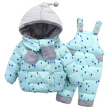 Baby Boys Winter Snowsuit Kids Down Jacket Overalls Snow Suit 1-4 Years Children Girls Coat Clothes Set Infant Suit