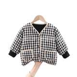 2023 Children's Parkas Winter Jacket Girl Boys Plaid Thicken Top Coat Kids Warm Thick Velvet Hooded Baby Coats Causal Outerwear