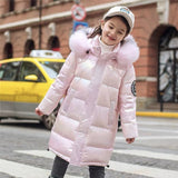 Brand Girl clothes Warm Down Jacket Children Coat parka big Fur Kids Teenager Thickening Outerwear Cold Winter