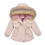 Kids Girl Jacket Big Fur Warm Toddler Children's winter cotton padded clothes girls thickened Hooded cotton padded coat