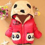 2023 Cartoon Bear Baby Boys Jacket Kids Winter Keeping Warm Thick Cotton Hoodies Coat Children Casual Outerwear Clothing