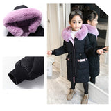 Girls Winter Jacket Warm Coat Thick Parkas Children's Winter Clothing Kids Big Fur Hood Outerwear for 4-14 years