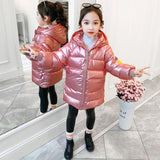 Kids Winter Jacket For Girls Bright Thicken Girls Winter Clothing Parka Coat Hooded Waterproof Jackets Outwear 4-13Yrs