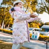 Winter Crown Pattern Jacket For Girls Hooded Warm Children Embroidery Coat 4-13 Years Kids Teenager Cotton Parkas Outerwear