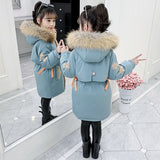 Winter Kids Coat Teenager Jacket For Girls Embroidery Flowers Thick Cotton-Padded Clothes Children Warm Outerwear 5-13Years