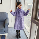 Winter Long Jacket For Girls Double-Breasted Warm Children Solid Coat 4-14 Years Kids Teenage Down Cotton Parkas Outerwear
