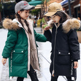 Winter Warm Jackets for Girls Fur Hooded Children Girls Waterproof Outwear Kids Cotton Lined Parkas