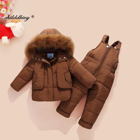 Winter down Jumpsuit for Baby Boy Girl Clothes Clothing Set Overalls for children 2pcs set Toddler Snowsuit 0-3 years old