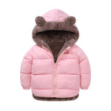 autumn and winter children plush and thickened down cotton coat for boys and girls pure color inner cotton padded coat