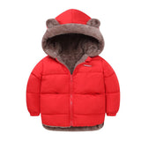 autumn and winter children plush and thickened down cotton coat for boys and girls pure color inner cotton padded coat