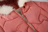 girl's cotton padded jacket children's Plush hooded down long coat girl baby's winter thickened long cotton coat