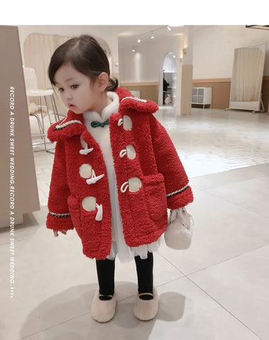 2023 winter Girls Kids cotton-padded clothes comfortable cute baby Cashmere warm thickening long coats Children Clothing