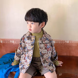 2023 Autumn Children Coat Bear Print Jacket For Boys And Girls Shirts Coat 1-7 Year Cotton Kids Cardigan Jacket