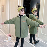 Autumn Winter Parkas Fleece Jacket Teen Warm Coat Outerwear Teenage Outfit Children Kids Girls Fur Hooded Clothes 4-13 Year