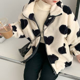 2023 Autumn and Winter Girls Love Long Sleeve Warm Wool Sweater Coat Imitation Rabbit Fur Thick Coat Korean Children Kids Jacket