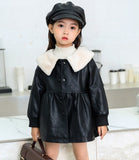 Baby Girl Autumn Winter Thick fleece Coat Jacket Kids Leather Jackets Parker Children Coats Girls Overwear Clothes