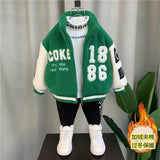 2023 Boy Children's Winter Green Jacket Baseball Suit Teddy Bear Fur Kids Clothes For Teen Girls Coats And Jackets Snow Wear