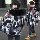 Children Down 4 5 6 7 8 9 10 12 14 Years Winter kids Outerwear Boys Casual Warm Hooded Jacket for Boys big Fur Warm Coats