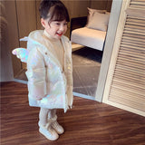 2023 Girls Winter Down Jacket Cute Pony Wings Clothes Cold Autumn Unicorn Jacket Coat Light and Thick Down Girl Padded Jacket