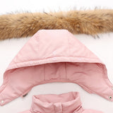 Russian Winter Down Jacket For Girls Real Fur Collar Children Outerwear Kids Jumpsuit Boys Parka Overalls