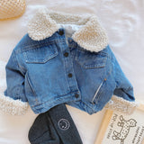 2023 Spring Winter Kids Denim Jacket Baby Boys Girls Warm Coat Children Outerwear Toddler Baby Clothes
