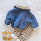 2023 Spring Winter Kids Denim Jacket Baby Boys Girls Warm Coat Children Outerwear Toddler Baby Clothes