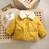2023 Winter Children's Warm Cotton Jackets Rabbit Fur Collar Coats Baby Short Quilted Jacket Kids Clothes Girl Boy Outerwear