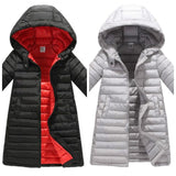 Plus Size Winter Warm Down Jacket Hood Park For Girls Boys Long Baby Toddler Girl Clothes Children's Park Black 3-15Y
